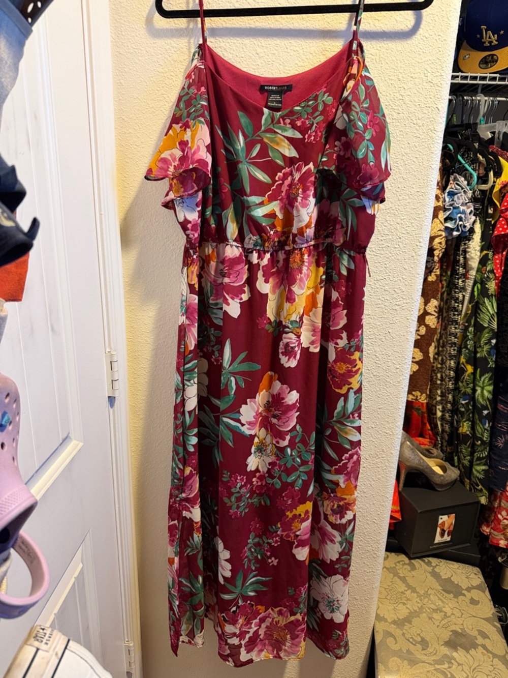 Floral maroon spring dress